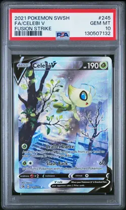 2021 POKEMON SWORD & SHIELD FUSION STRIKE #245 FULL ART/CELEBI V PSA 10 - Image 1