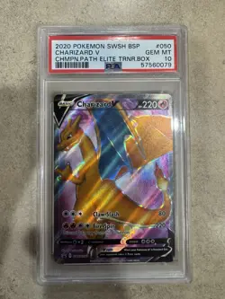 2020 POKEMON SWSH CHAMPION'S PATH ETB PROMO #050 CHARIZARD V PSA 10 - Image 1