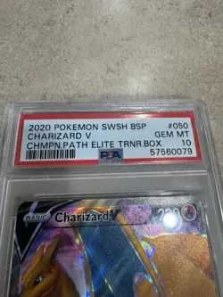 2020 POKEMON SWSH CHAMPION'S PATH ETB PROMO #050 CHARIZARD V PSA 10 - Image 4