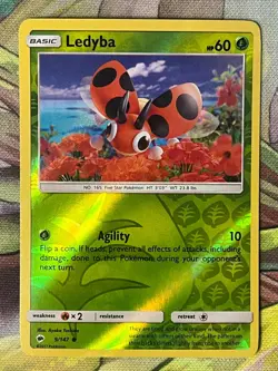 Reverse Holo Ledyba 9/147 Common SM - Burning Shadows Pokemon TCG - Image 1