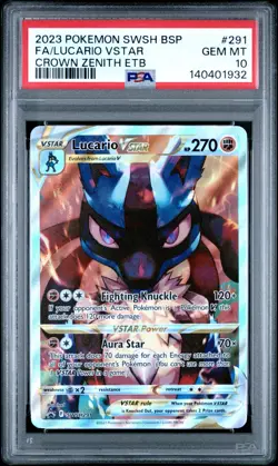 Lucario Vstar Alt Art Promo PSA 10 Pokemon Crown Zenith SWSH291 - Image 1