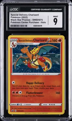 2022 POKEMON SWSH BLACK STAR PROMO #075 SPECIAL DELIVERY CHARIZARD-HOLO CGC 9 - Image 1