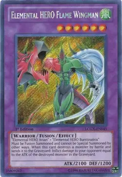 Yugioh! MP Elemental HERO Flame Wingman - LCGX-EN045 - Secret Rare - 1st Edition - Image 1