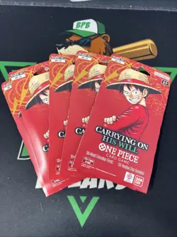 5x ENGLISH One Piece CCG: Carrying On His Will - Sleeved Booster Pack lot OP-13 - Image 1