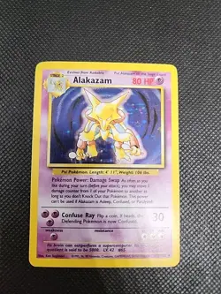 Pokemon Alakazam TCG Base Set Holo Card 1/102 Unlimited Holo Rare MP - Image 1