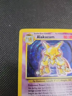 Pokemon Alakazam TCG Base Set Holo Card 1/102 Unlimited Holo Rare MP - Image 4