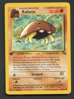 Kabuto 50/62 Fossil 1st Edition LP Common Pokemon Card KB6 - Image 1