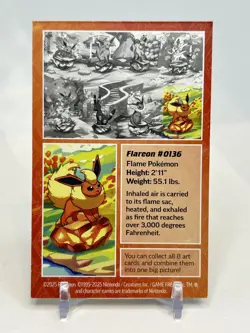 Flareon Prismatic Evolutions Mini Tin, Art card, and Coin Only - Image 4