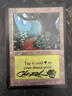 * BETA Forest (Path) - RARE Chris Rush 2016 Lotus Stamp * NM+ Signed Magic MtG - Image 1
