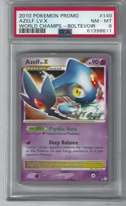 Pokemon Azelf LV.X 2010 World Championships Boltevoir NON Holo Rare #140 PSA 8 - Image 1