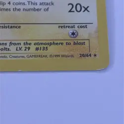 Jolteon 20/64 Pokemon Base Set Jungle Rare non holo WOTC LP - Image 4