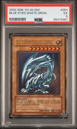 YU-GI-OH! 2002 Blue Eyes White Dragon 001 Starter Deck Kaiba PSA 5 - Image 1