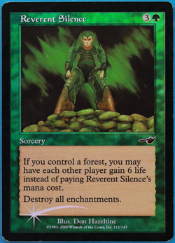 Reverent Silence FOIL Nemesis HEAVILY PLD Green Common CARD (498796) ABUGames - Image 1