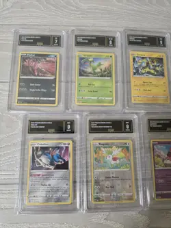 Lot Of 7 GMA Graded Pokemon Cards Sword & Shield Shaymin Virizion Zeraora - Image 2
