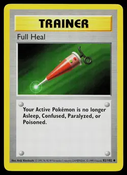 Pokemon Card - Full Heal Base Set (Shadowless) 82/102 Uncommon - Image 1