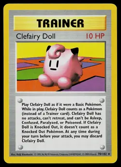 Pokemon Card - Clefairy Doll Base Set (Shadowless) 70/102 Rare - Image 1