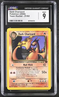 CGC 9 MINT Dark Charizard 2000 Team Rocket 21/82 Pokemon Card - Image 1
