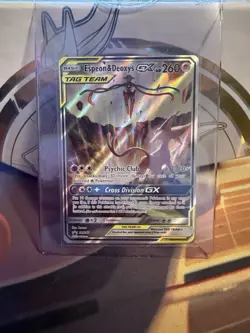Pokemon TCG Espeon & Deoxys GX SM240 Black Star Promo Full Art Holo Card - Image 1