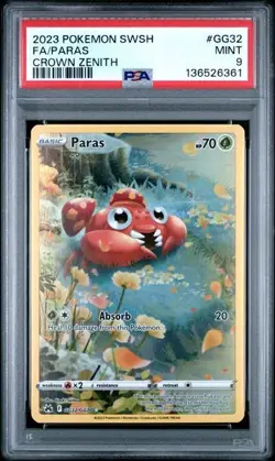 2023 Pokemon Sword & Shield Crown Zenith # GG32 Full Art Paras PSA 9 Card MINT! - Image 1