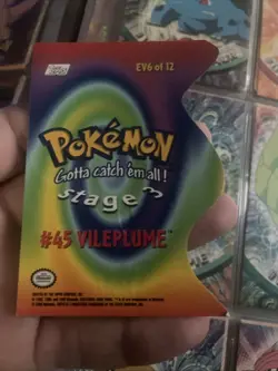 1998 topps pokemon EV6 of 12 #45 Vileplume Die-cut Card Excellent Condition - Image 2