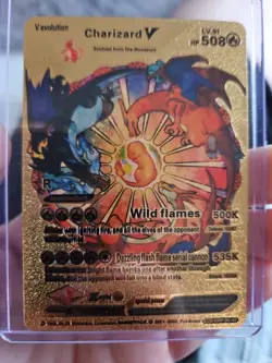 Charizard V Gold Foil Fan Art Vinyl Collector Pokemon Card HP508 LV91 V Evoluti - Image 1