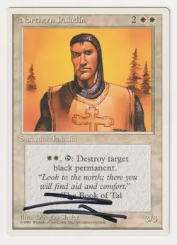 Signed Northern Paladin MP 4th Edition Artist Douglas Shuler 1995 MTG Magic Rare - Image 1