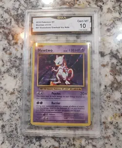 2016 Pokemon Mewtwo Holo Evolutions Cracked Ice Gem Mint 10 - Image 1