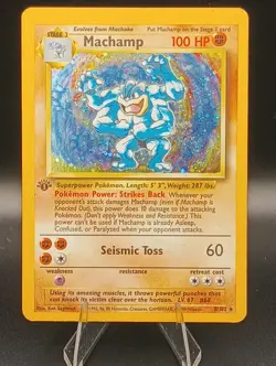 Pokemon Card 1995 Machamp Base Set 8/102 Hologram 1st Edition Holo Rare - Image 1