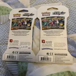 2x Pokemon TCG Sun & Moon Team Up Sleeved Hanger Booster Pack Eevee & Snorlax - Image 2