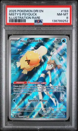 Pokemon Misty's Psyduck Destined Rivals Illustration Rare #193 PSA 8 Mint - Image 1
