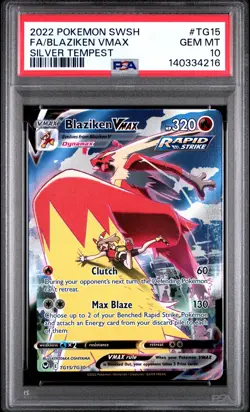 2022 Pokemon Sword & Shield Silver Tempest Blaziken VMAX #TG15 PSA 10 - Image 1