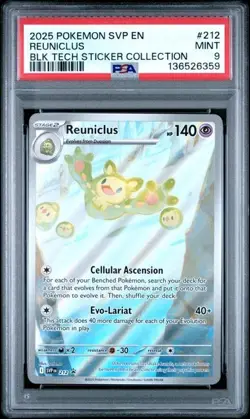 REUNICLUS #212 2025 POKEMON SVP BLACK STICKER COLLECTION BLACK STAR PROMO PSA 9 - Image 1