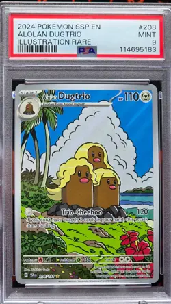 PSA 9 Alolan Dugtrio #208 Illustration Rare 2024 Pokemon Surging Sparks - Image 2