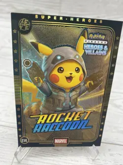Pikachu as Rocket Racoon #E14 Gold Holo Heros & Villains (non-Pokemon fan art - Image 2