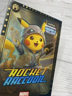 Pikachu as Rocket Racoon #E14 Gold Holo Heros & Villains (non-Pokemon fan art - Image 4