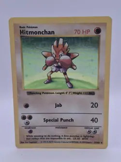 Base Set Shadowless Hitmonchan Holo Rare Pokemon Card,7/102 - Image 1