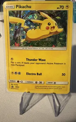 Pokemon Pikachu TCG Holo Promo Card SM04 LP - Image 1