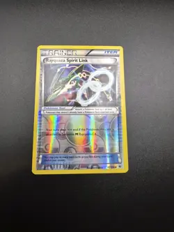 POKEMON RAYQUAZA SPIRIT LINK 87/108 REVERSE HOLO Foil TRAINER Roaring Skies Card - Image 2