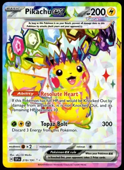 Pokemon TCG Pikachu ex 219/191 2024 Surging Sparks Ultra Rare Card - LP - Image 1