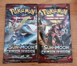Crimson Invasion 2 Booster Packs Lot Sun & Moon 2017 Sealed Pokemon Card English - Image 1