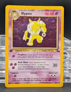 Pokemon 1st Edition Hypno 8/62 Fossil TCG Rare Holo Card WOTC - Image 1