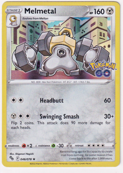 046/078 Melmetal : Rare Holo Card : Pokemon GO Trading Card Game TCG Foil - Image 1
