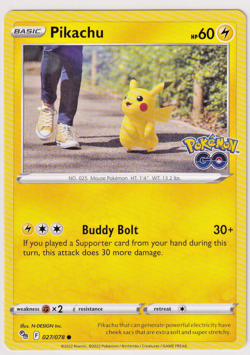 Pikachu 027/078 - Non Holo - Pokemon Go - Pokemon Card - PACK FRESH - Image 1