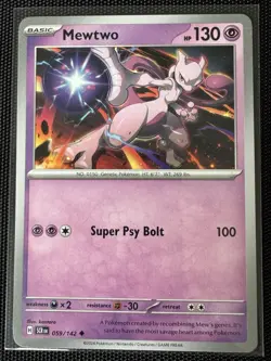 Mewtwo 059/142 SV07: Stellar Crown Holo Rare Basic Pokemon Card - Image 1