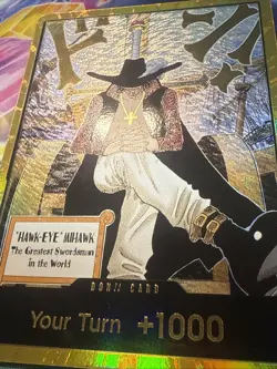 1x DON!! Card Gold Frame Mihawk OP14 ONE PIECE Seven Warlords MINT English - Image 2