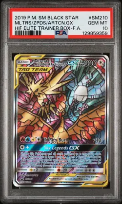 2019 POKEMON SM HIDDEN FATES ETB FULL ART/MOLTRES & ZAPDOS & ARTICUNO GX PSA 10 - Image 1