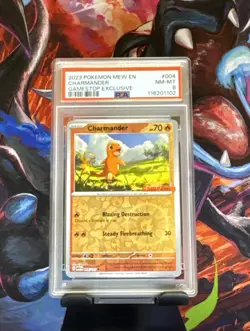 POKEMON Reverse Holo 151 004 CHARMANDER GAMESTOP EXCLUSIVE Promo Stamped - PSA 8 - Image 1
