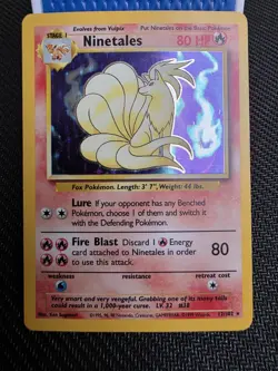 Pokemon TCG Base Set Unlimited Holographic Ninetales 12/102 MP 1999 - Image 1
