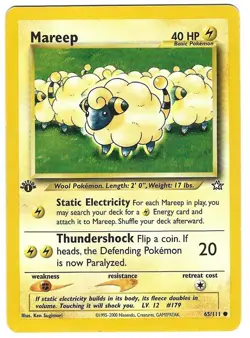 Pokemon Mareep 65/111 Neo Genesis 1st Edition - Image 1