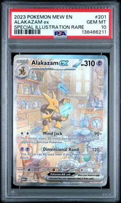 2023 POKEMON MEW EN-151 SPECIAL ILLUSTRATION RARE #201 ALAKAZAM EX PSA 10 - Image 1